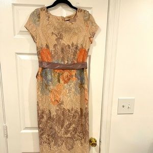 Adrianna Papell Matelasse Floral Jacquard Column Gown Size 4